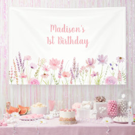 Rosa Wildblume Garten Geburtstag Banner