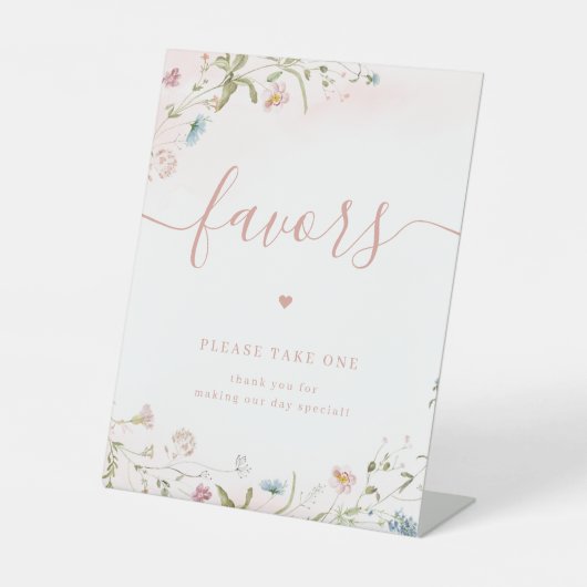 Rosa Wildblume Gastgeschenke Hochzeiten Bitte nehm Sockelschild (Vorderseite)