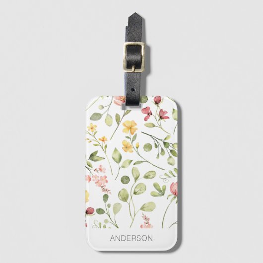 Rosa Wildblume Gepäckanhänger (Vorderseite Vertikal)