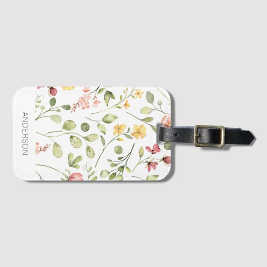 Rosa Wildblume Gepäckanhänger (Vorderseite (Horizontal))