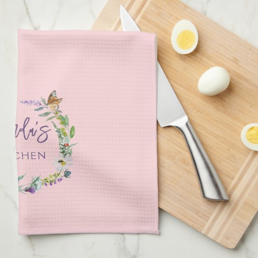 Rosa Wildblume Geschirrtuch (Viertel Falte)