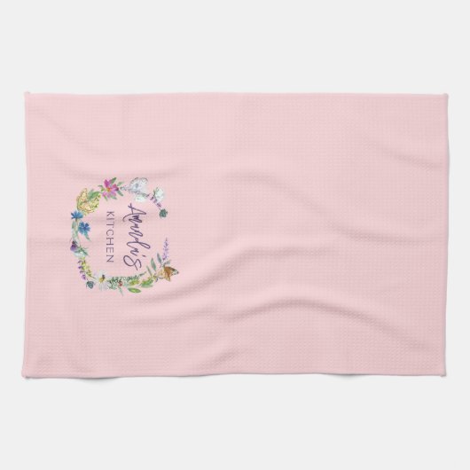 Rosa Wildblume Geschirrtuch (Horizontal)