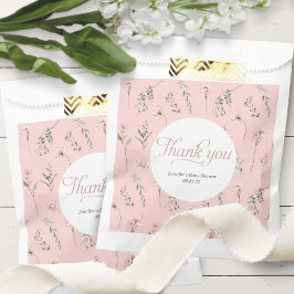 Rosa Wildblume Grün Muster Geschenktütchen