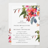 Rosa Wildblume Hochzeit Einladung (Vorne/Hinten)