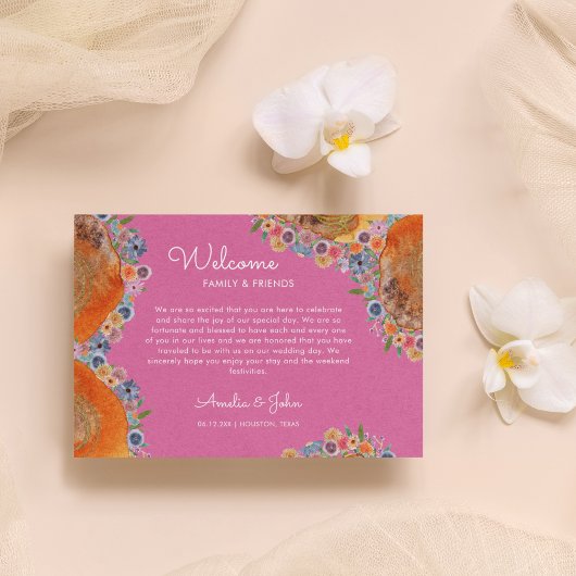 Rosa Wildblume Hochzeitsstift Begrüßungsbeutel Platzkarte