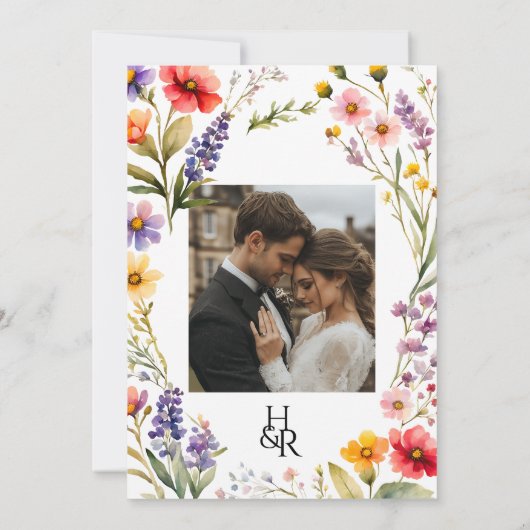 Rosa Wildblume Hochzeitssuite, Garten Wir Einladung (Rückseite)