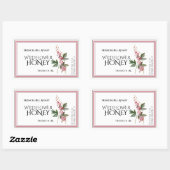 Rosa Wildblume Honey Label (Datum der Ernte) Rechteckiger Aufkleber (Blatt)