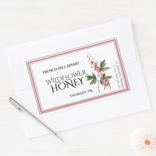 Rosa Wildblume Honey Label (Datum der Ernte) Rechteckiger Aufkleber (Umschlag)