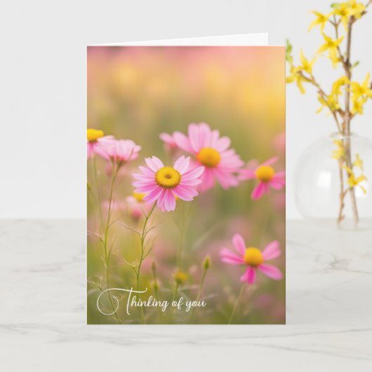 Rosa Wildblume im Feld Karte (Gelbe Blume)