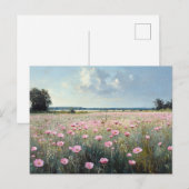 Rosa Wildblume Landschaft Impressionist Malerei Postkarte (Vorne/Hinten)