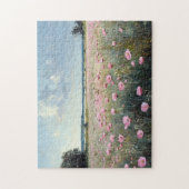 Rosa Wildblume Landschaft Impressionist Malerei Puzzle (Vertikal)