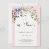 Rosa Wildblume Liebe in Bloom Brautparty Einladung (Vorderseite)