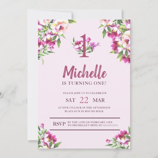 Rosa Wildblume macht eine Einladung (Vorderseite)