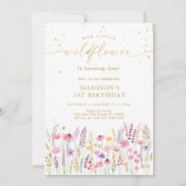 Rosa Wildblume Meadow Birthday Einladung (Vorderseite)