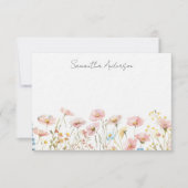 Rosa Wildblume Personalisiert Mitteilungskarte (Vorderseite)