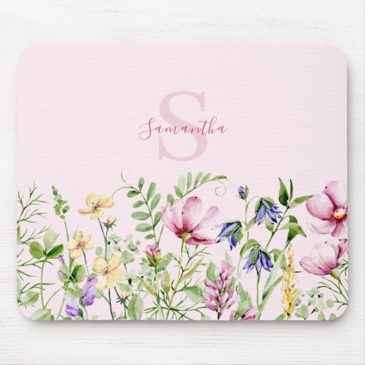Rosa Wildblume Personalisiert Mousepad (Vorne)