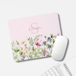 Rosa Wildblume Personalisiert Mousepad<br><div class="desc">Rosa Wildblume personalisierte Mauspad. Einfach den Text ändern. Hübsche Aquarellblüte</div>