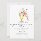 Rosa Wildblume Petals und Prosecco-Brautparty Einladung (Vorderseite)