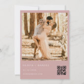 Rosa Wildblume QR Code Foto Boho Wedding Einladung (Rückseite)