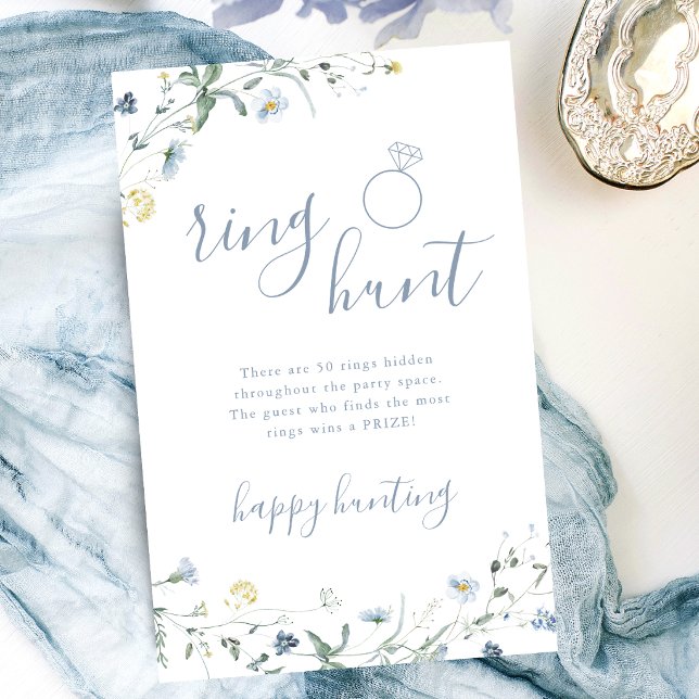 Rosa Wildblume Ringjagd Boho Brautparty (Blue Wildflower ring hunt boho bridal shower game)