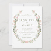 Rosa Wildblume Rosa Rustikale Hochzeit Einladung (Vorderseite)