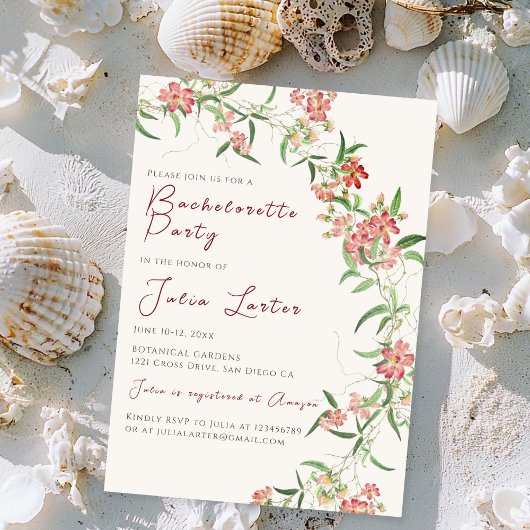 Rosa Wildblume Rose Frühjahr Junggeselinnen-Abschi Einladung