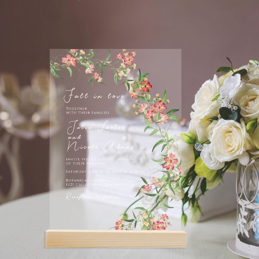 Rosa Wildblume Rose Frühjahrsfeier Acryleinladungen