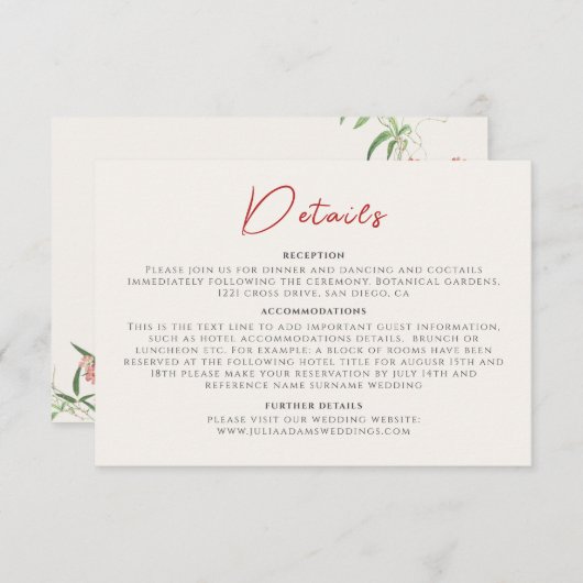 Rosa Wildblume Rose Frühjahrsfeier Begleitkarte (Vorne/Hinten)