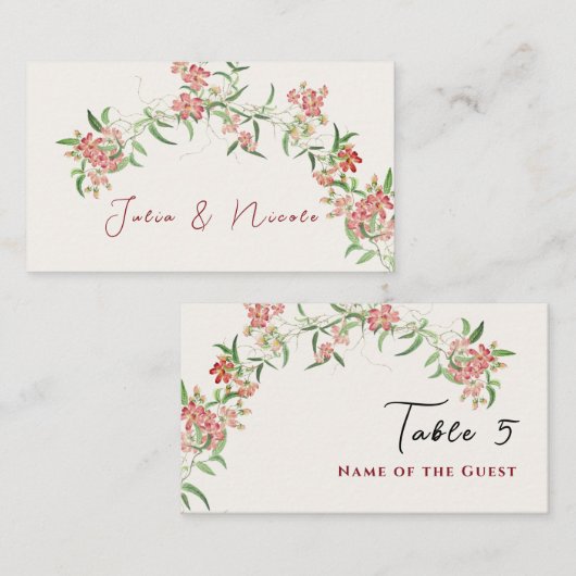 Rosa Wildblume Rose Frühjahrsfeier Platzkarte (Vorne/Hinten)