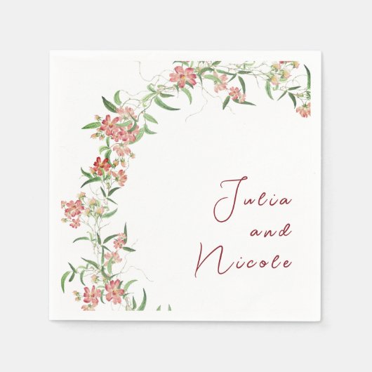 Rosa Wildblume Rose Frühjahrsfeier Serviette (Vorderseite)