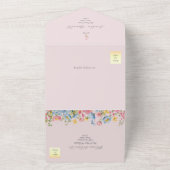 Rosa Wildblume Rustic Boho Wedding All In One Einladung (Außenbereich)