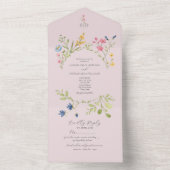 Rosa Wildblume Rustic Boho Wedding All In One Einladung (Innen Boden)