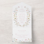 Rosa Wildblume Rustic Boho Wedding Monogramm All In One Einladung (Innen Boden)