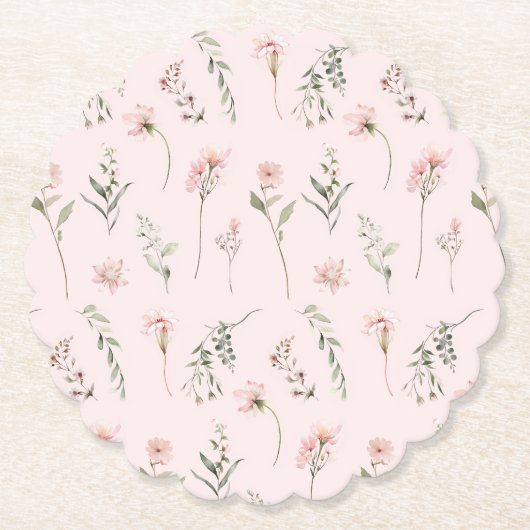 Rosa Wildblume Salbeigrün Babydusche Untersetzer (Vorderseite)
