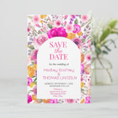 Rosa Wildblume Save the Date Einladung (Stehend Vorderseite)