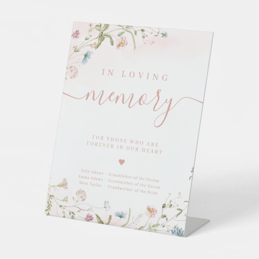 Rosa Wildblume Skript rustikal in liebenden Speich Sockelschild (Vorderseite)