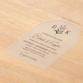 Rosa Wildblume Sprig Monogram Wedding Acryleinladungen (Ablage )