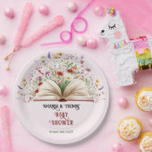 Rosa Wildblume Storybook Blue Baby Dusche Pappteller (Party)