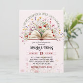 Rosa Wildblume Storybook Neue Kapitel Kinderdusche Einladung (Stehend Vorderseite)