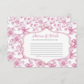 Rosa Wildblume Tea Advices & WIshes Brautparty Begleitkarte (Vorne/Hinten)