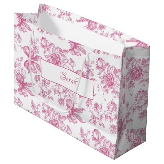 Rosa Wildblume Tee Brautparty Große Geschenktüte (Vorderseite Schrägansicht)