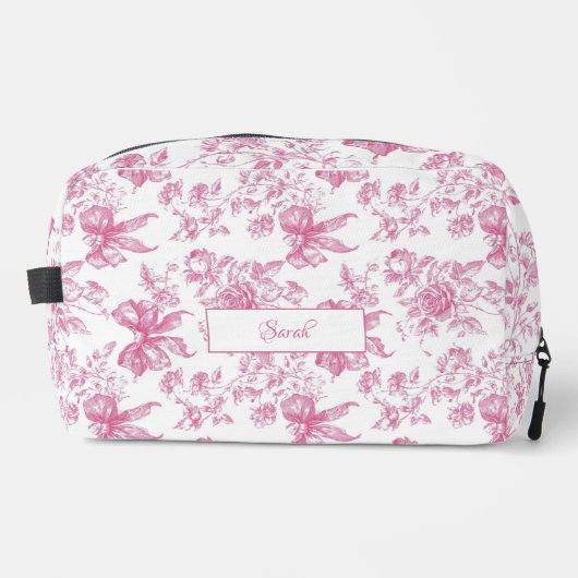 Rosa Wildblume Tee Brautparty Waschbeutel (Vorderseite)