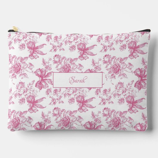 Rosa Wildblume Tee Brautparty Zubehörtasche (Vorderseite)