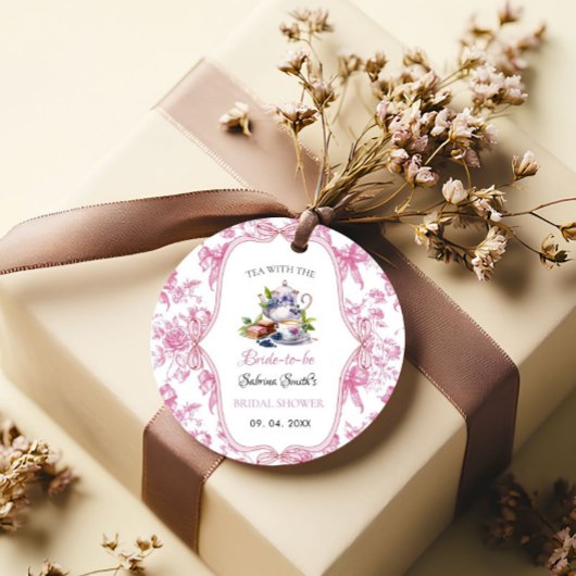Rosa Wildblume Tee Party Brautparty Party Geschenkanhänger