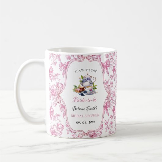 Rosa Wildblume Tee Party Brautparty Party Kaffeetasse (Links)