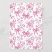 Rosa Wildblume Tee Party Brautparty Party Menükarte (Rückseite)