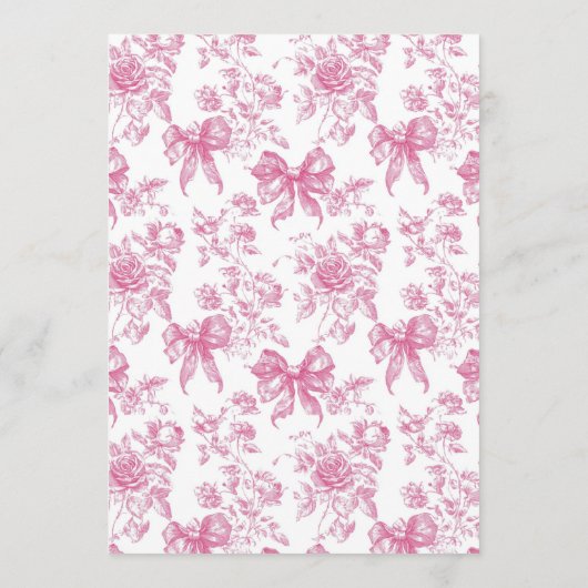 Rosa Wildblume Tee Party Brautparty Party Menükarte (Rückseite)