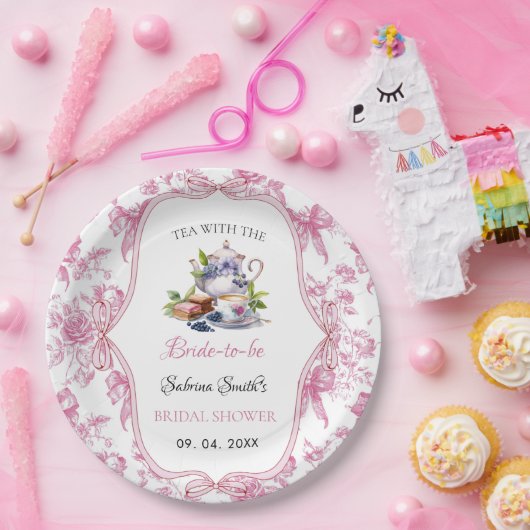 Rosa Wildblume Tee Party Brautparty Party Pappteller (Party)