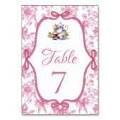Rosa Wildblume Tee Party Brautparty Party Tischnummer (Rückseite)