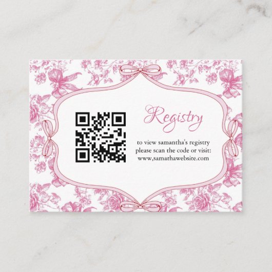 Rosa Wildblume Tee Party Brautparty Registrierung Begleitkarte (Vorderseite)